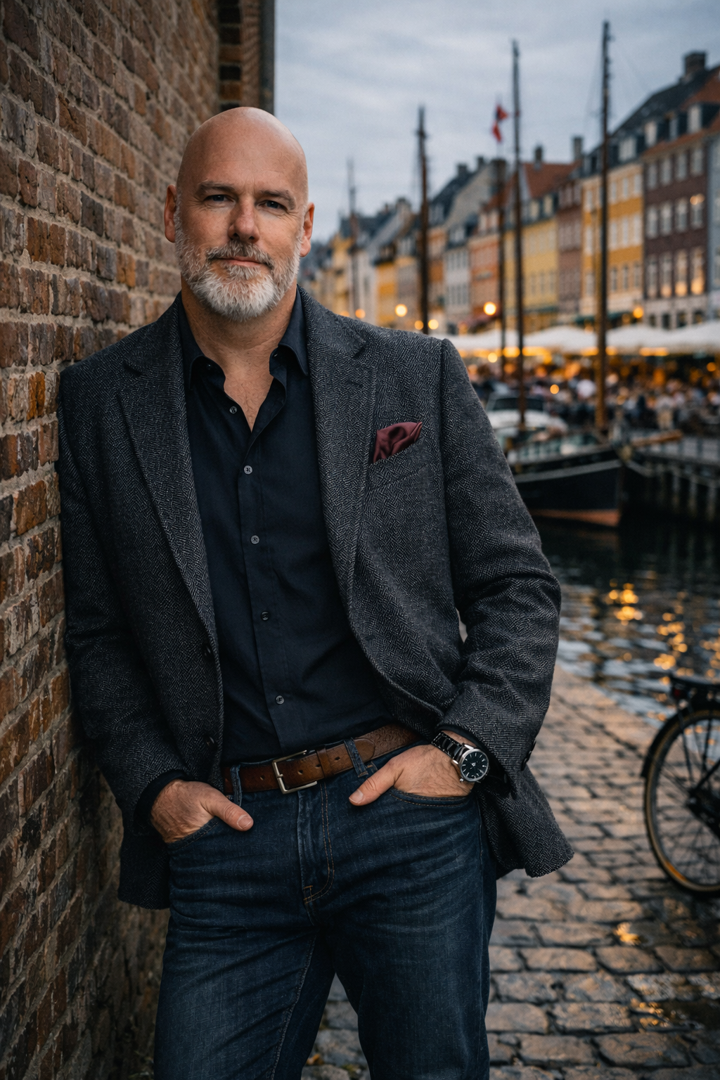 Henrik Stampe beside the harbour in Nyhavn, Copenhagen
